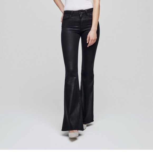 L’AGENCE women bell H/R flare blackcoated jeans size 25 Style # 2531RD…